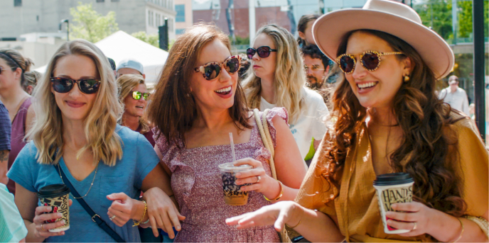 three women at madison farmers market