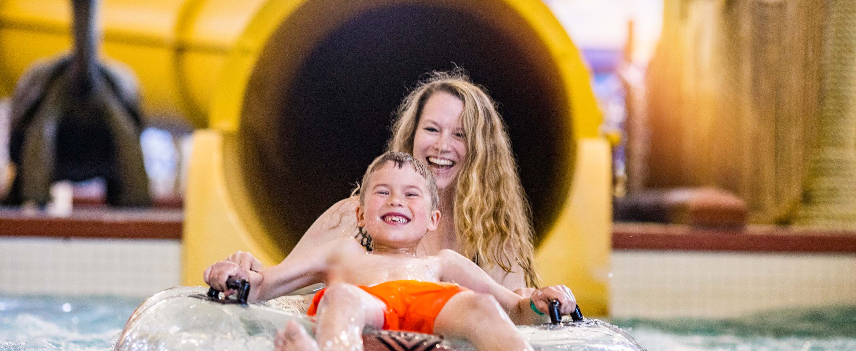 073 Mother and Son Riding Waterslide