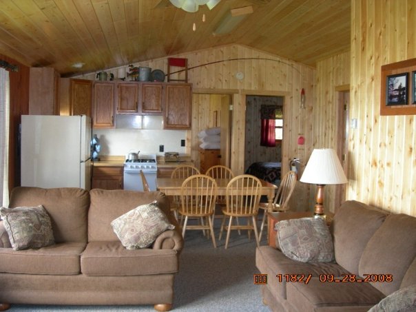 Our cabins have all the amenities of home with fully equiped kitchens, DirecTV, fireplaces in some units, charcoal grill, picnic tables and ample storage for all of your equipment.