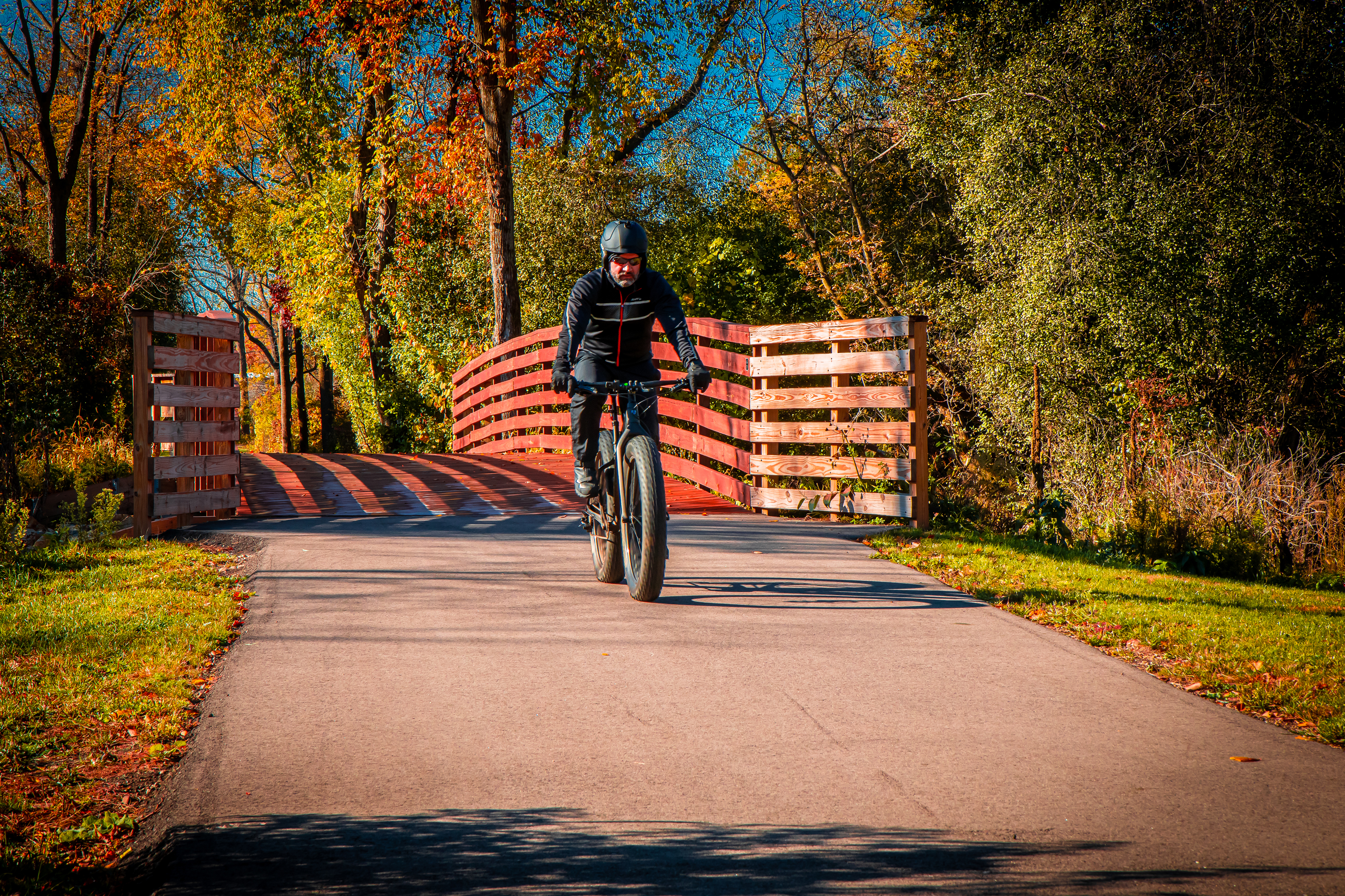 Paved trails for biking.