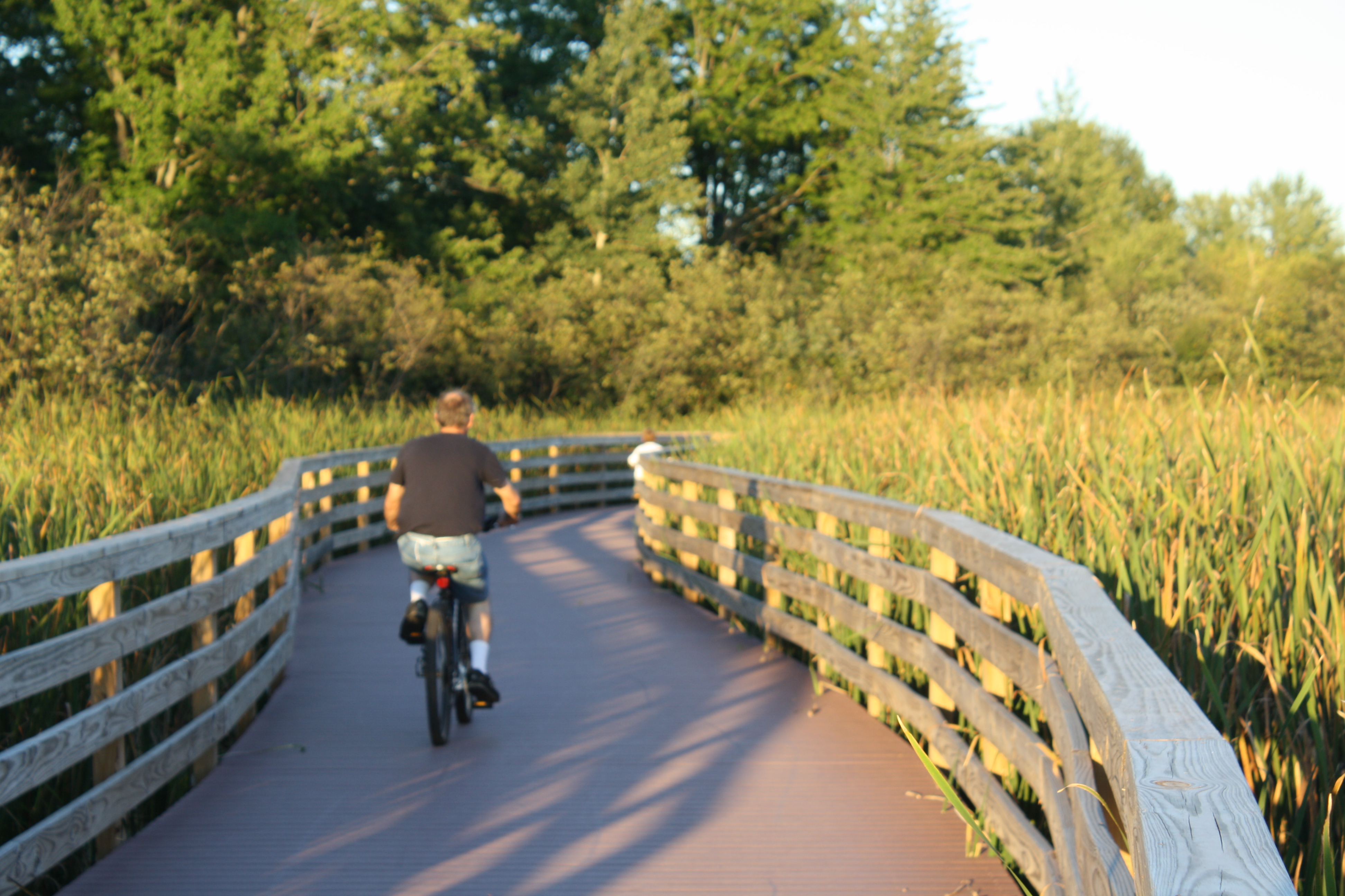 Biking the boardwalk on the Springbrook Trail in Antigo.