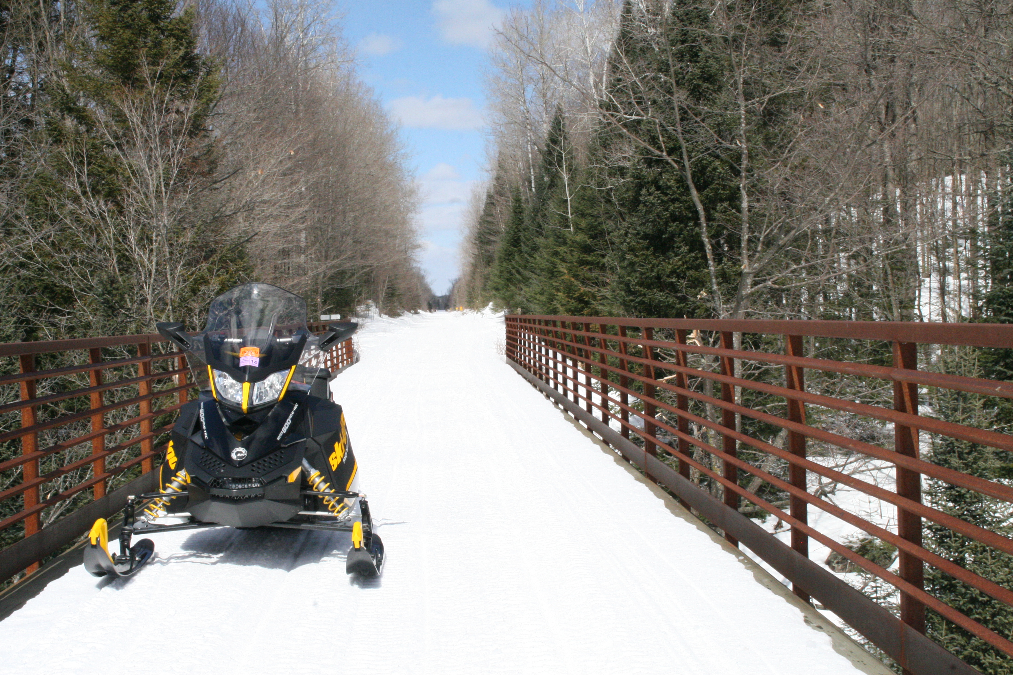 Taking a moment to take in the scenery on the Langlade County Snowmobile Trail System.