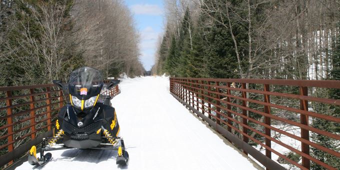 Taking a moment to take in the scenery on the Langlade County Snowmobile Trail System.