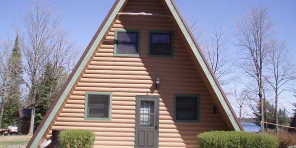 Cedar Cove&#39;s A-frame cabins sleep up to 6 people.
