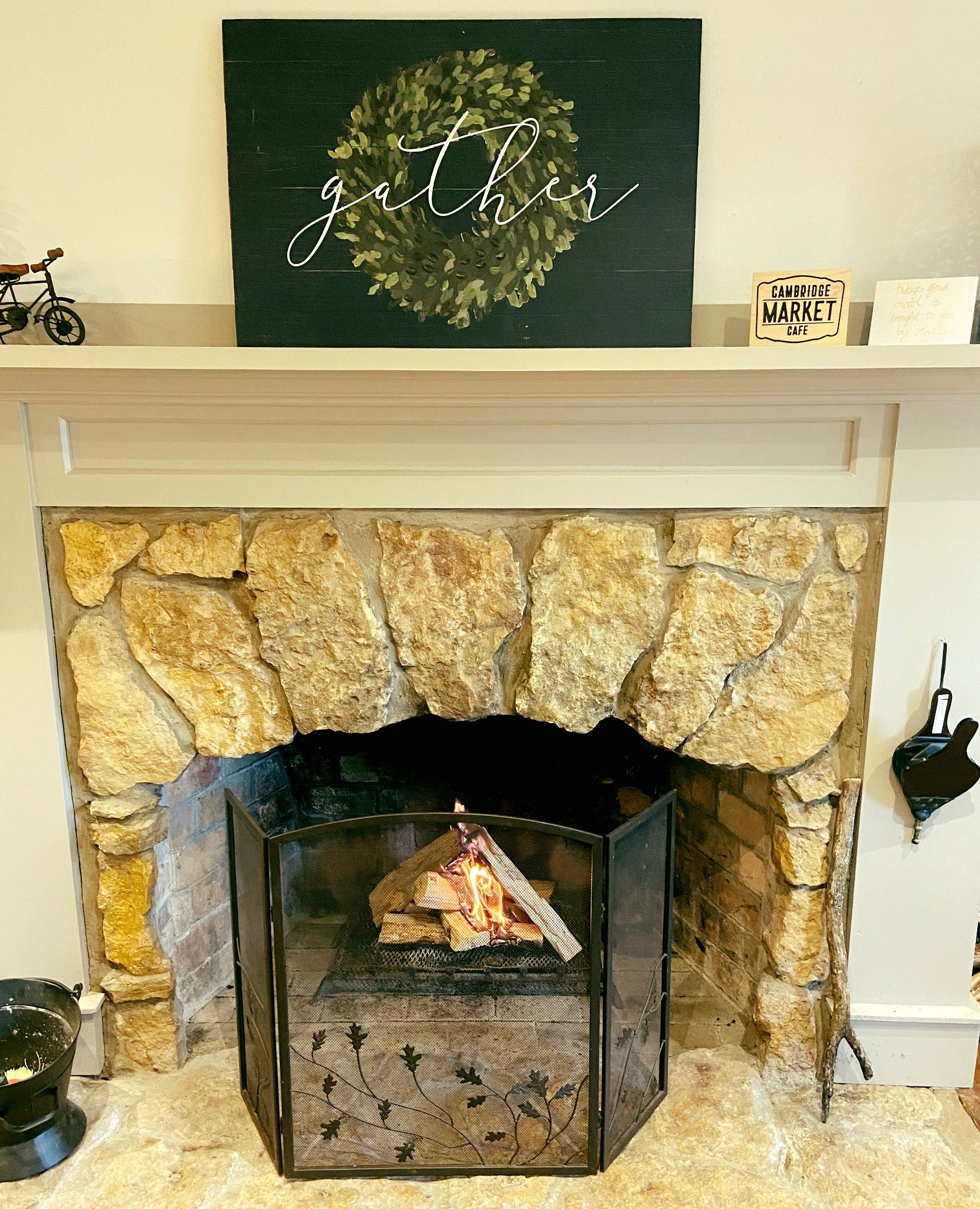 Fireplace at Cambridge Market Cafe