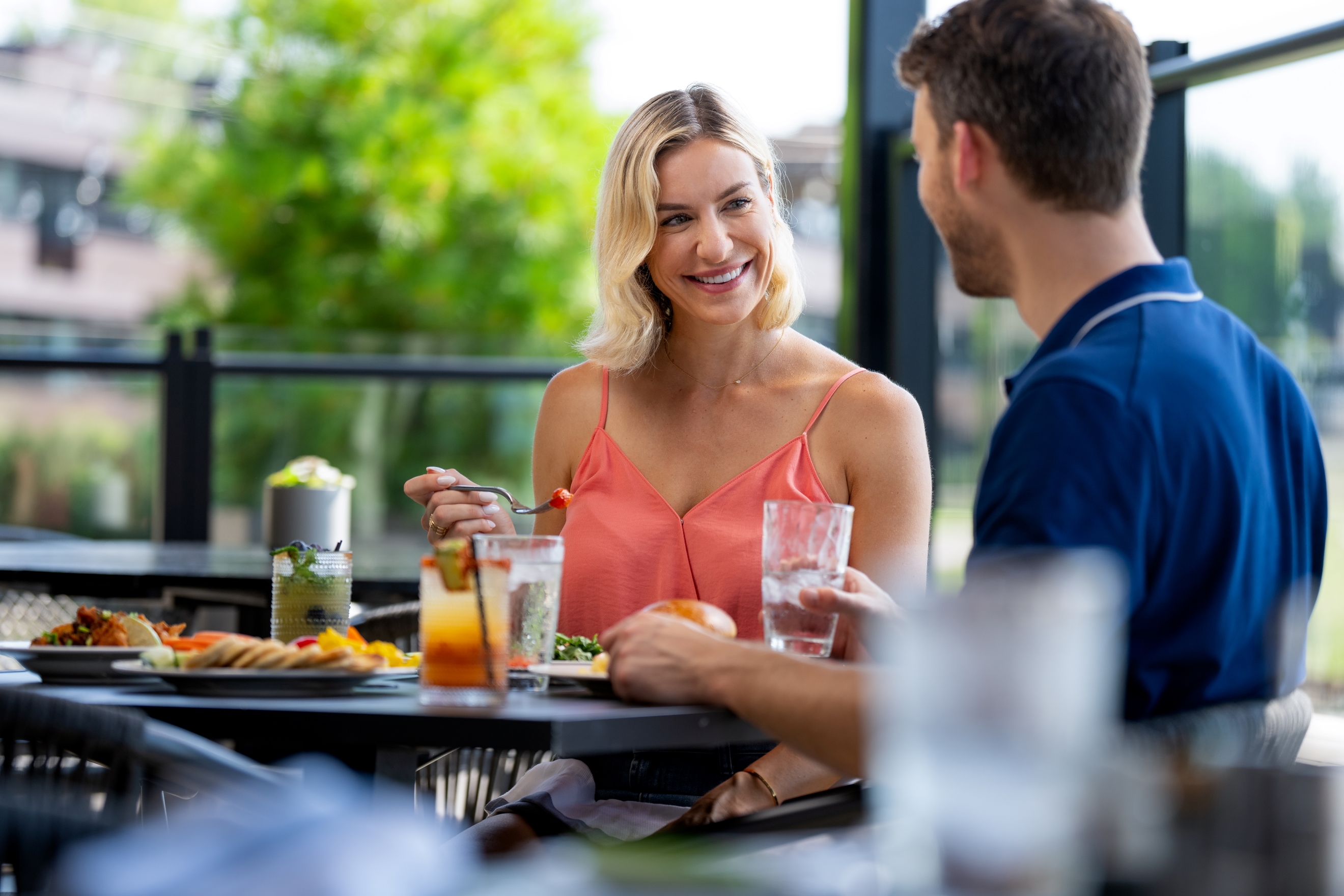 Diners on the patio at the Grand cafe