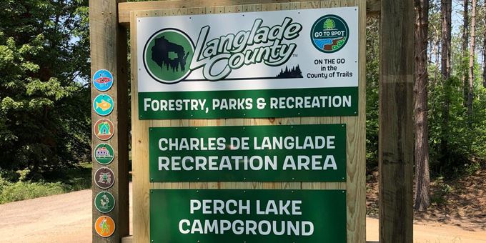 Sign marking Perch Lake Campground in the Charles de Langlade Recreation Photo.
