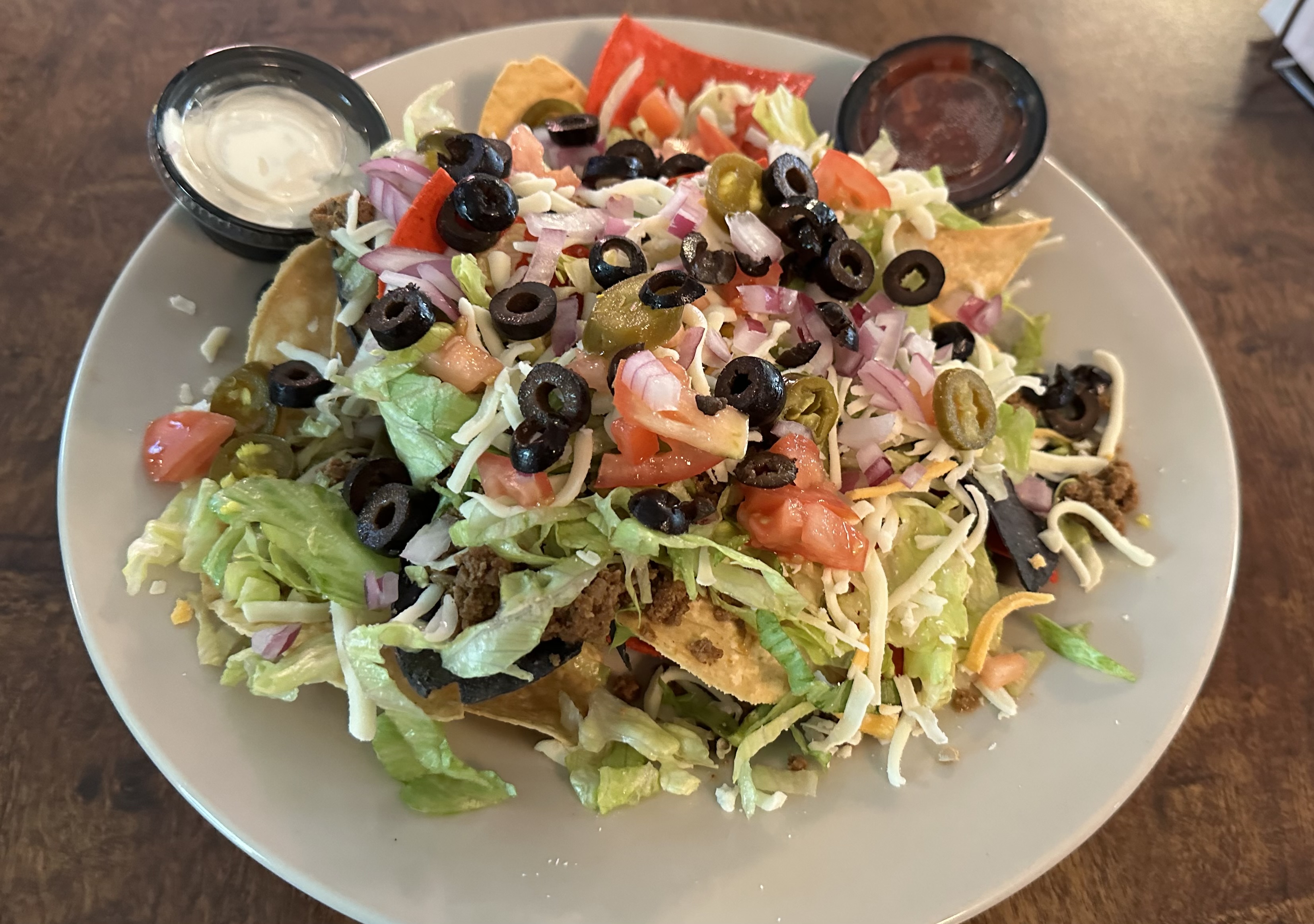 Delicious Nachos with meat and all the fixings!