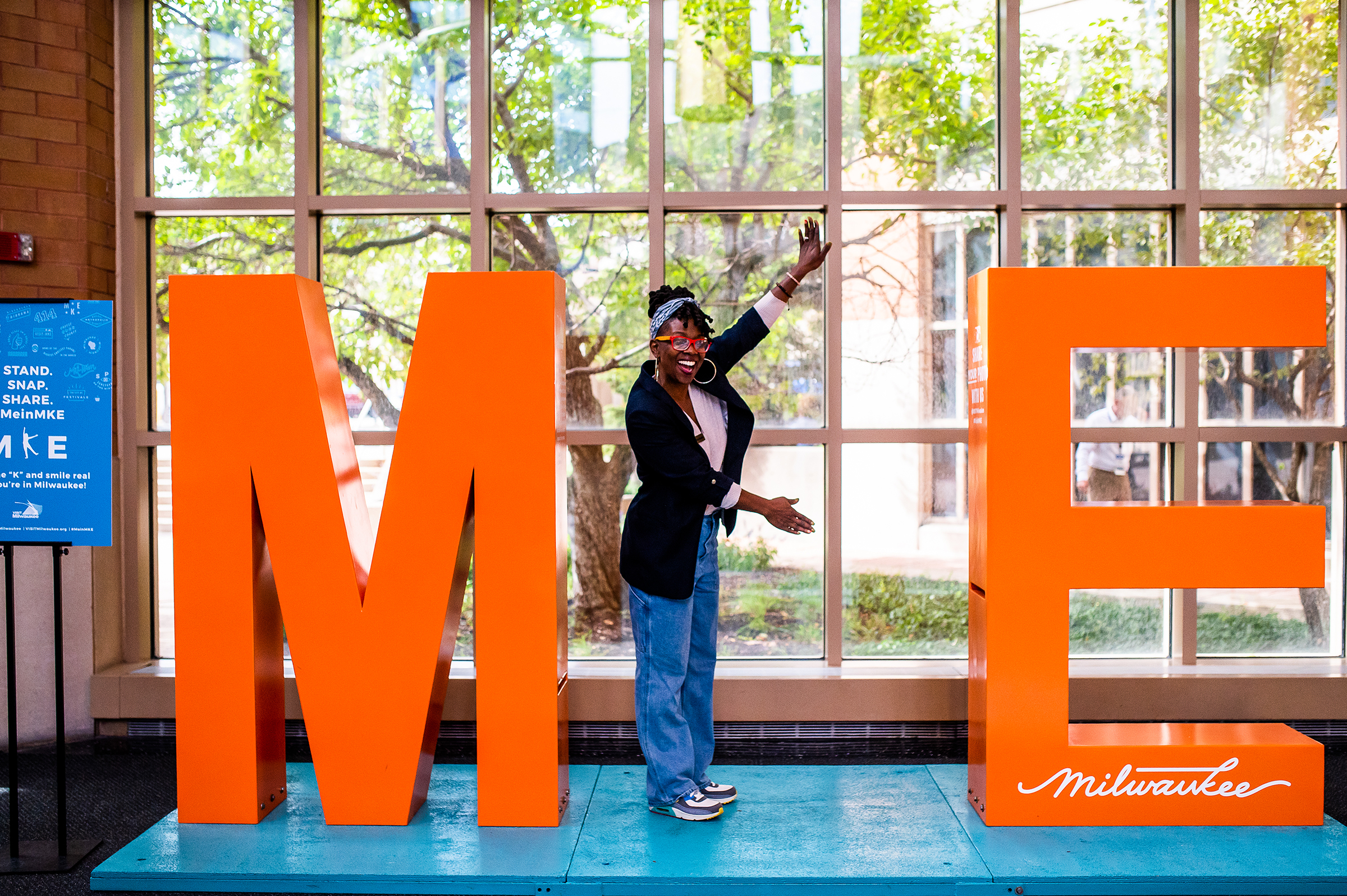 When visiting us at the Center, have a fun selfie moment making the "K" in MKE!