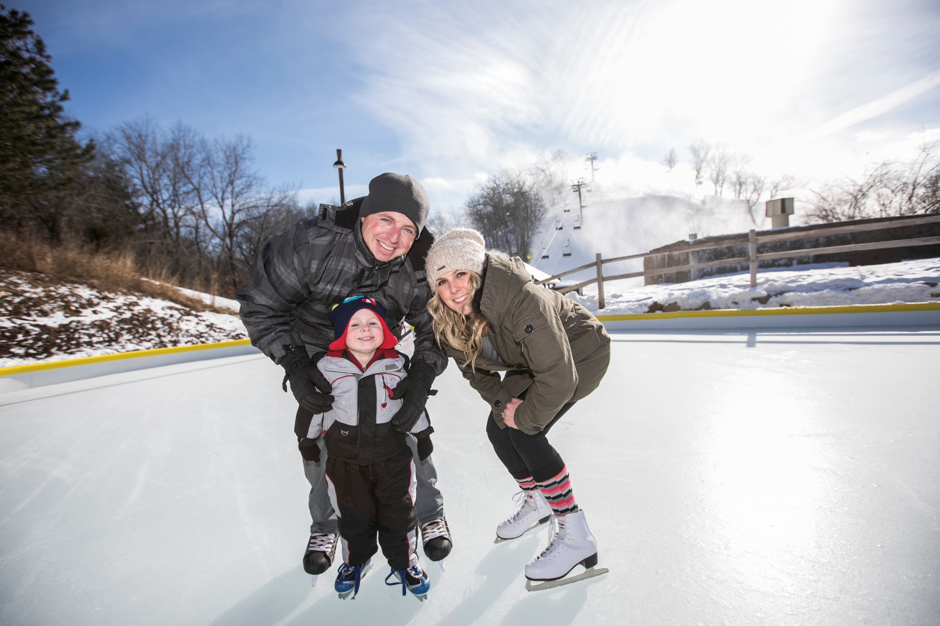 Family ice skating