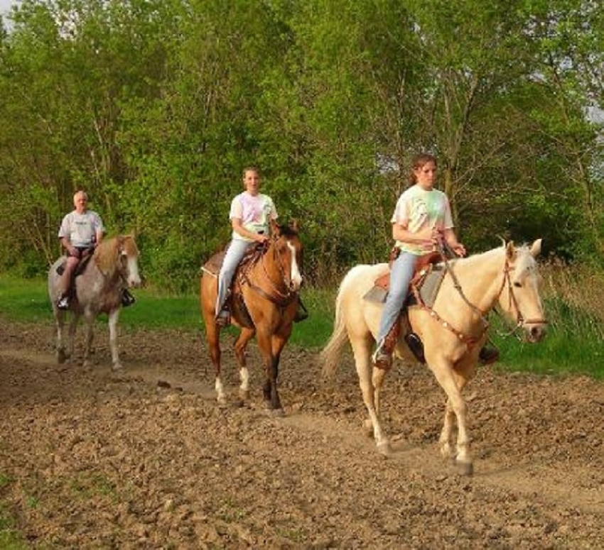 Horseback riding on the trails.