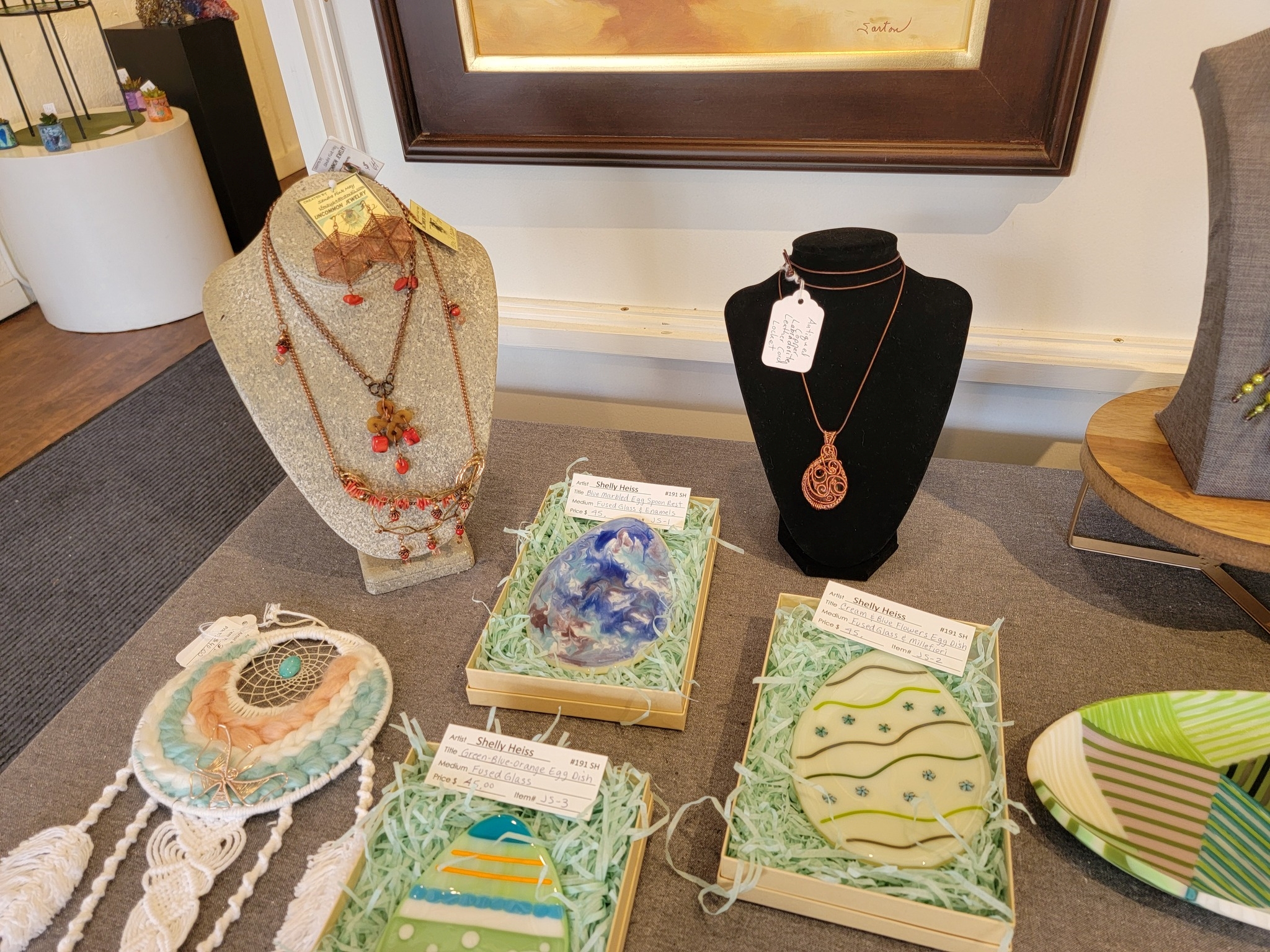 Table of items for sale at Gallery 223