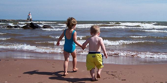 Wisconsin Point is great for swimming, playing in the sand, and other beach fun. Photo by Nancie Jardine.
