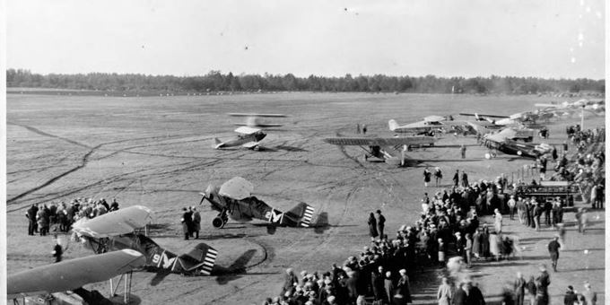 black and white photo of Wisconsin Rapids airport from 1928.