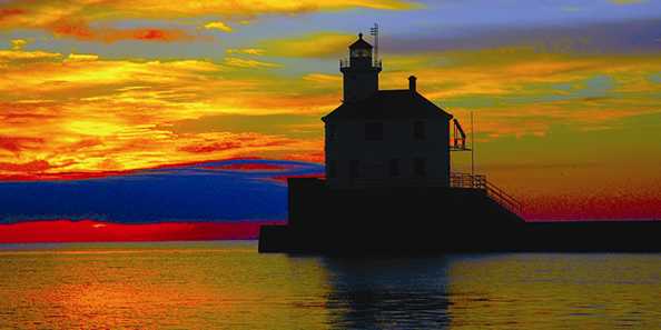 Vivid colors behind the Superior Entry Lighthouse. Photo by Tom Mackay.