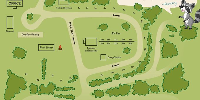 Map of Rocky Rips Campground.