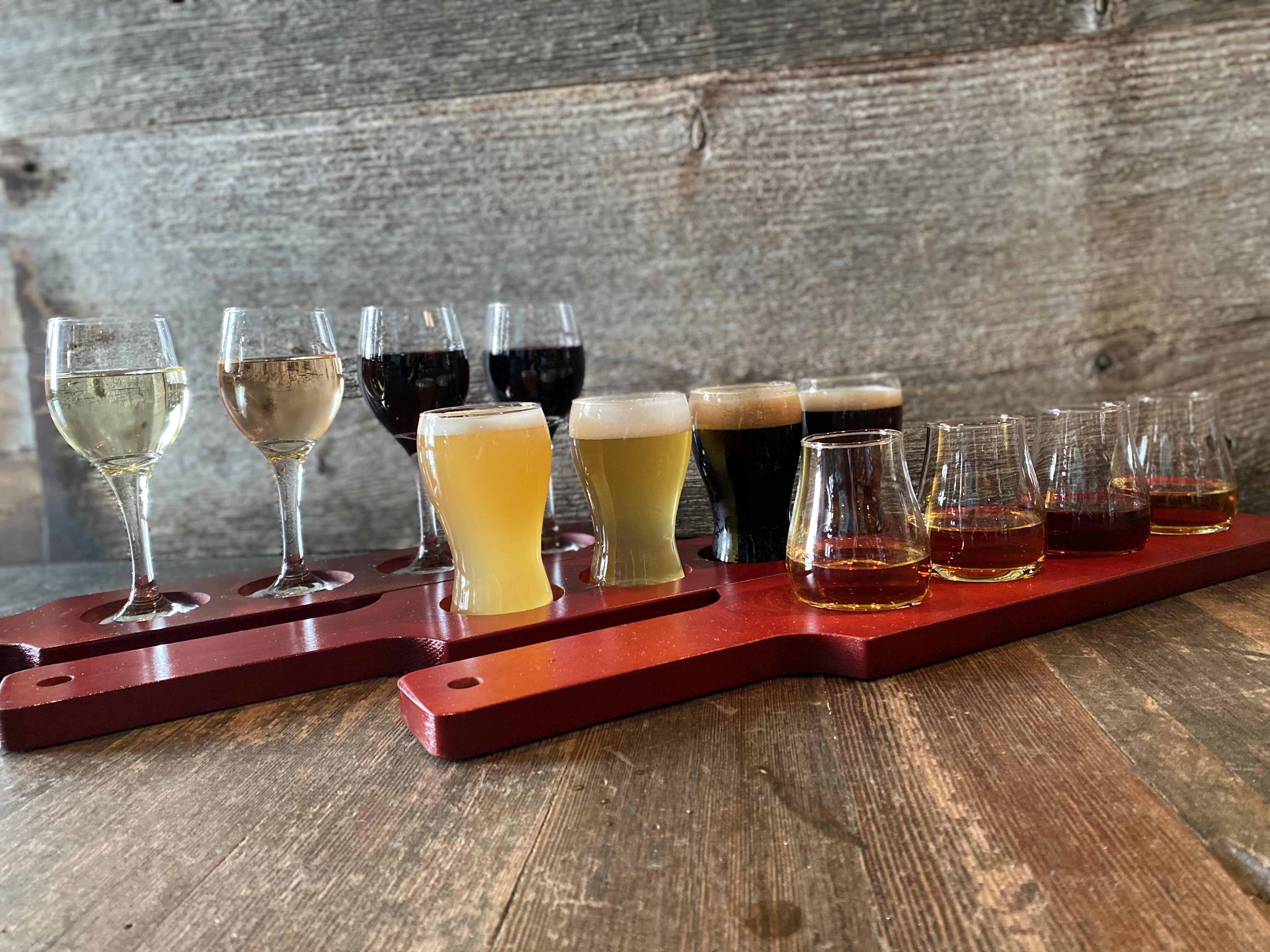 Flights of wine, beer, and whiskey at Barrique