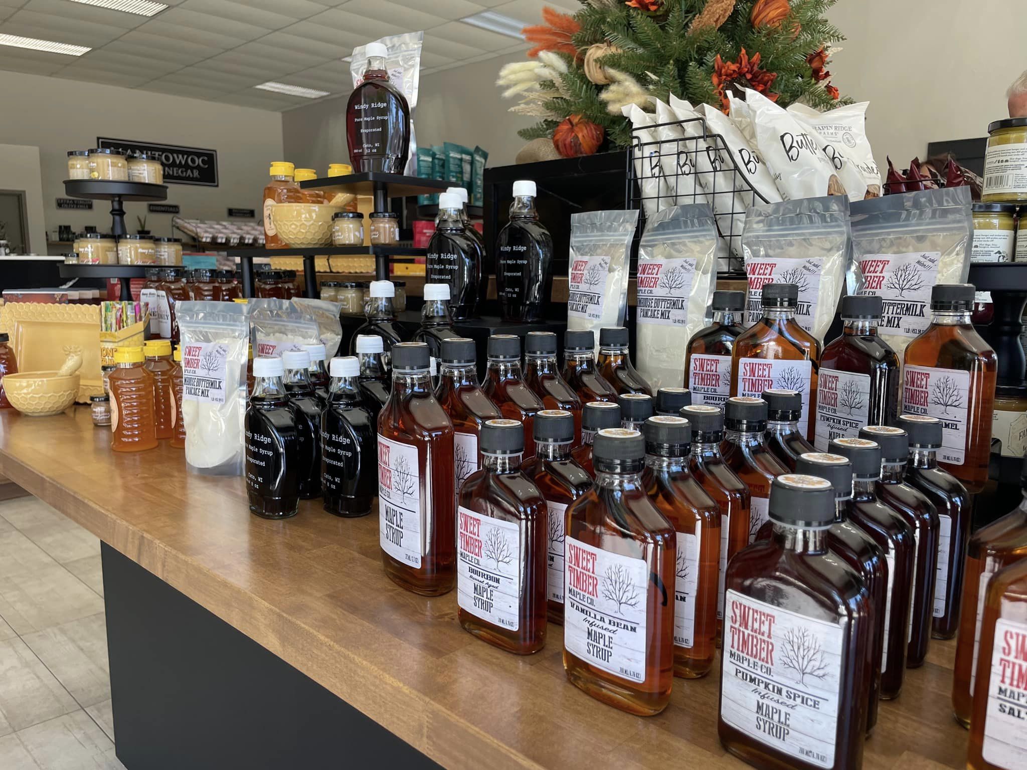 maple syrups on counter at On The Surface