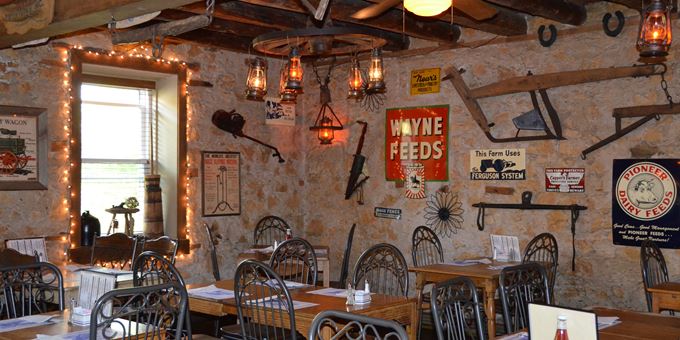 Housed in a 155-year-old fieldstone farmhouse, the Farmstead Restaurant is a popular choice with diners.
