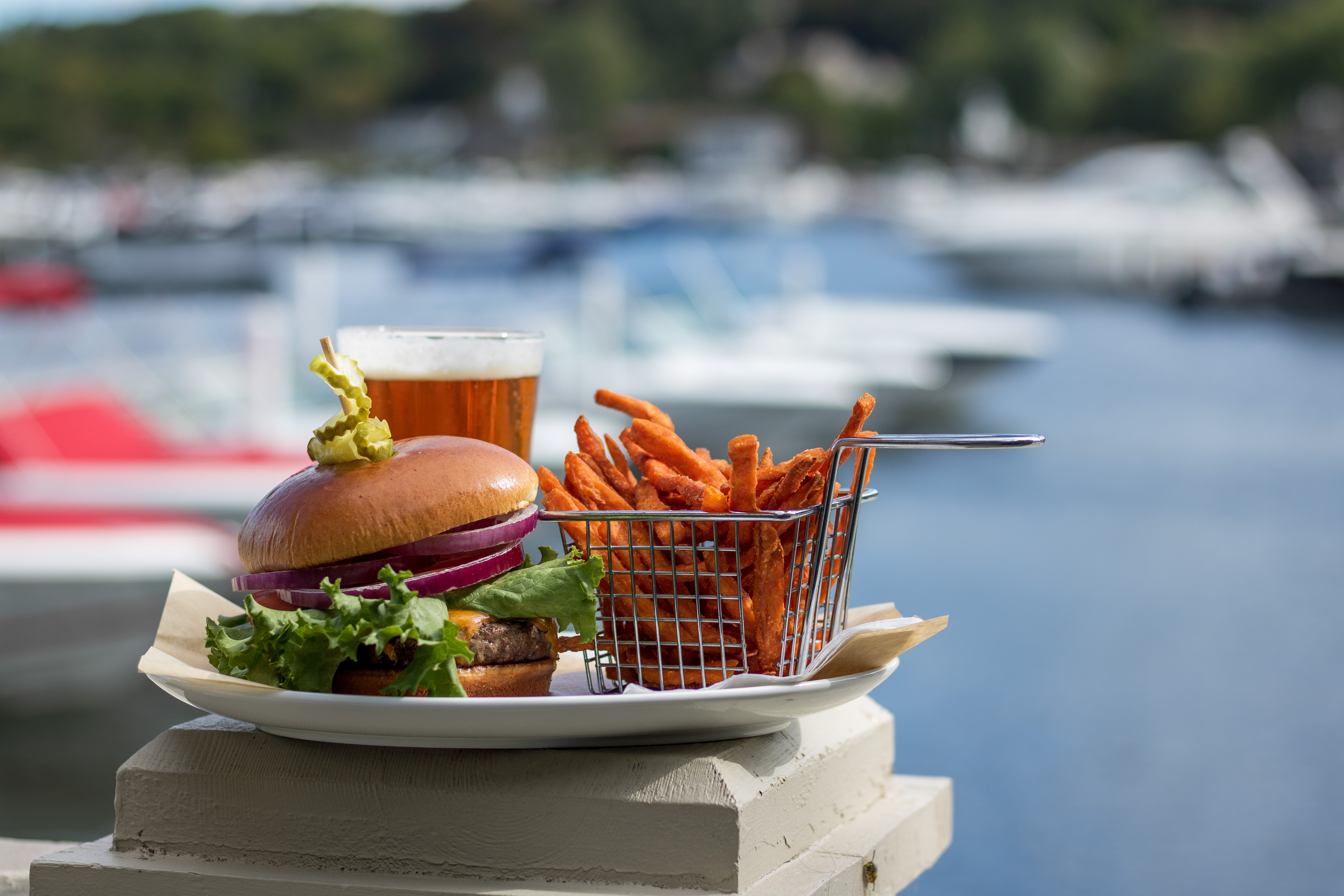 Burger plate at The Waterfront