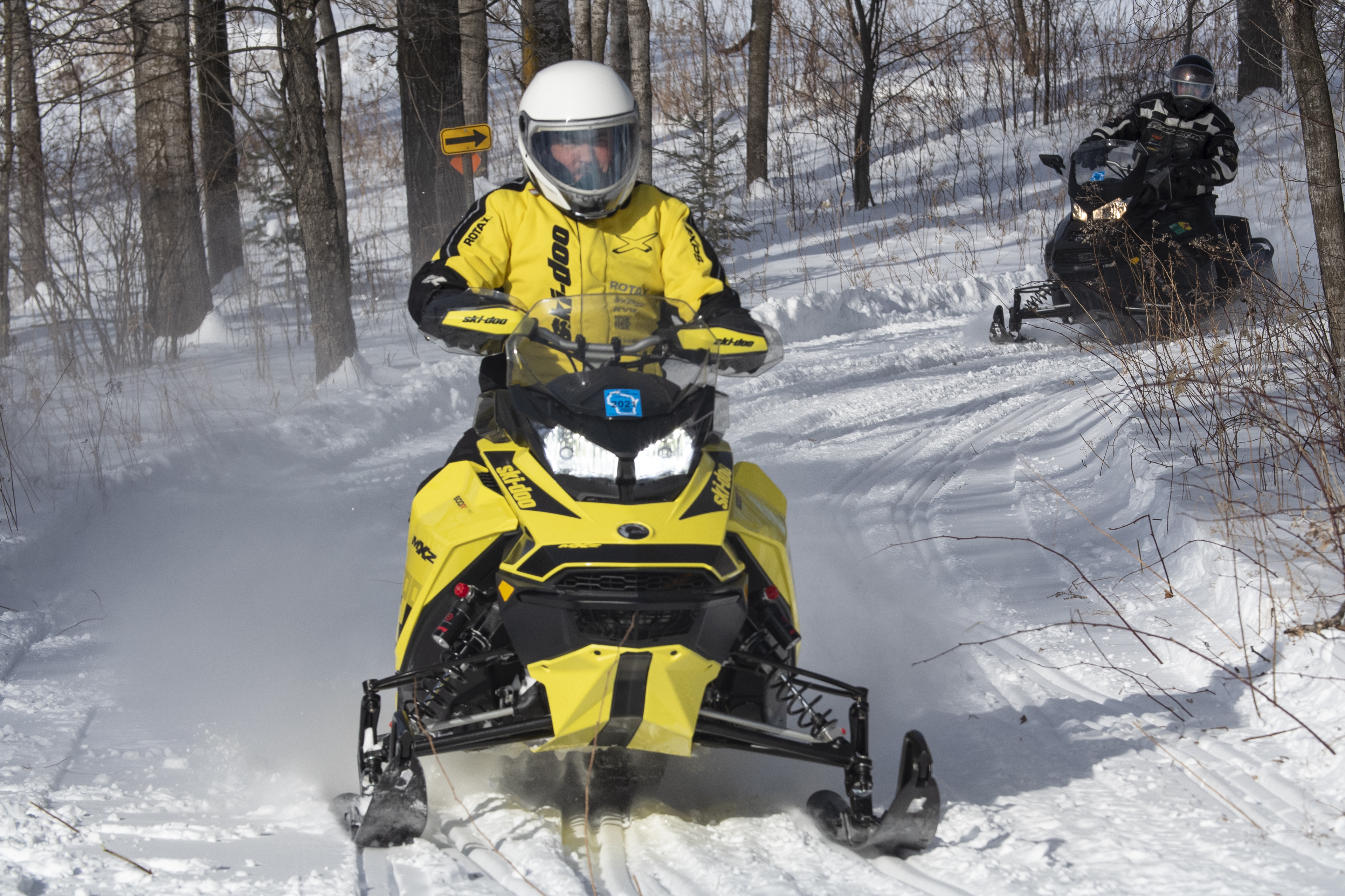 Exploring Langlade County forest from the snowmobile trail.