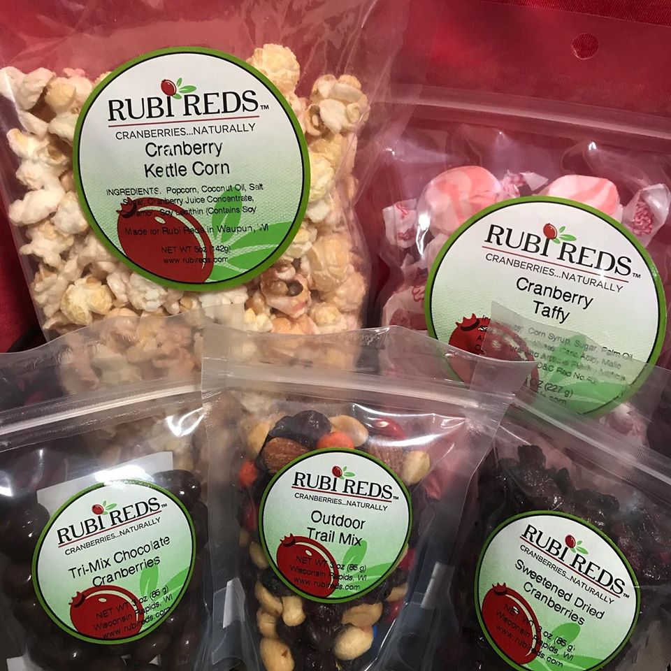 Sweetened dried cranberries and Cranberry kettle corn, and trail mix.