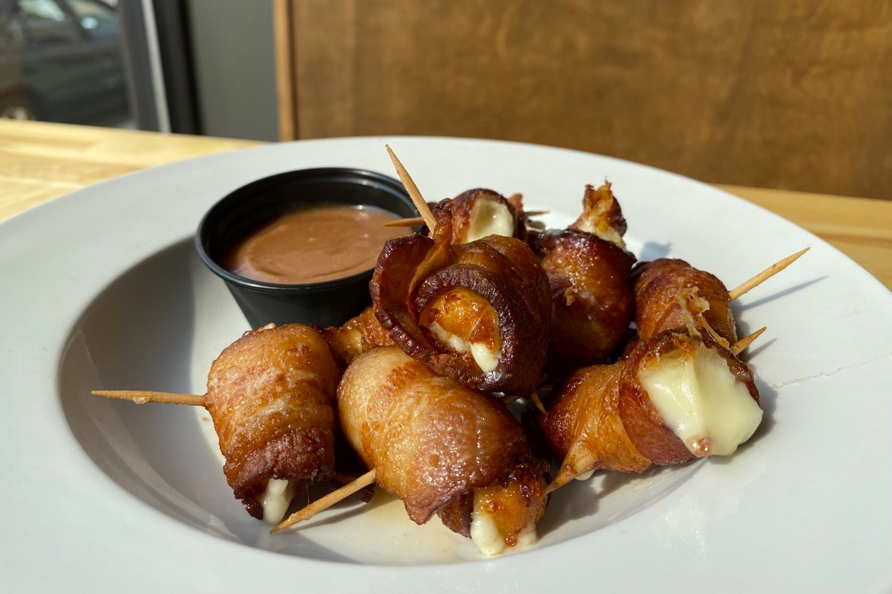 Bacon-wrapped cheese curds at Brick's in Manitowoc