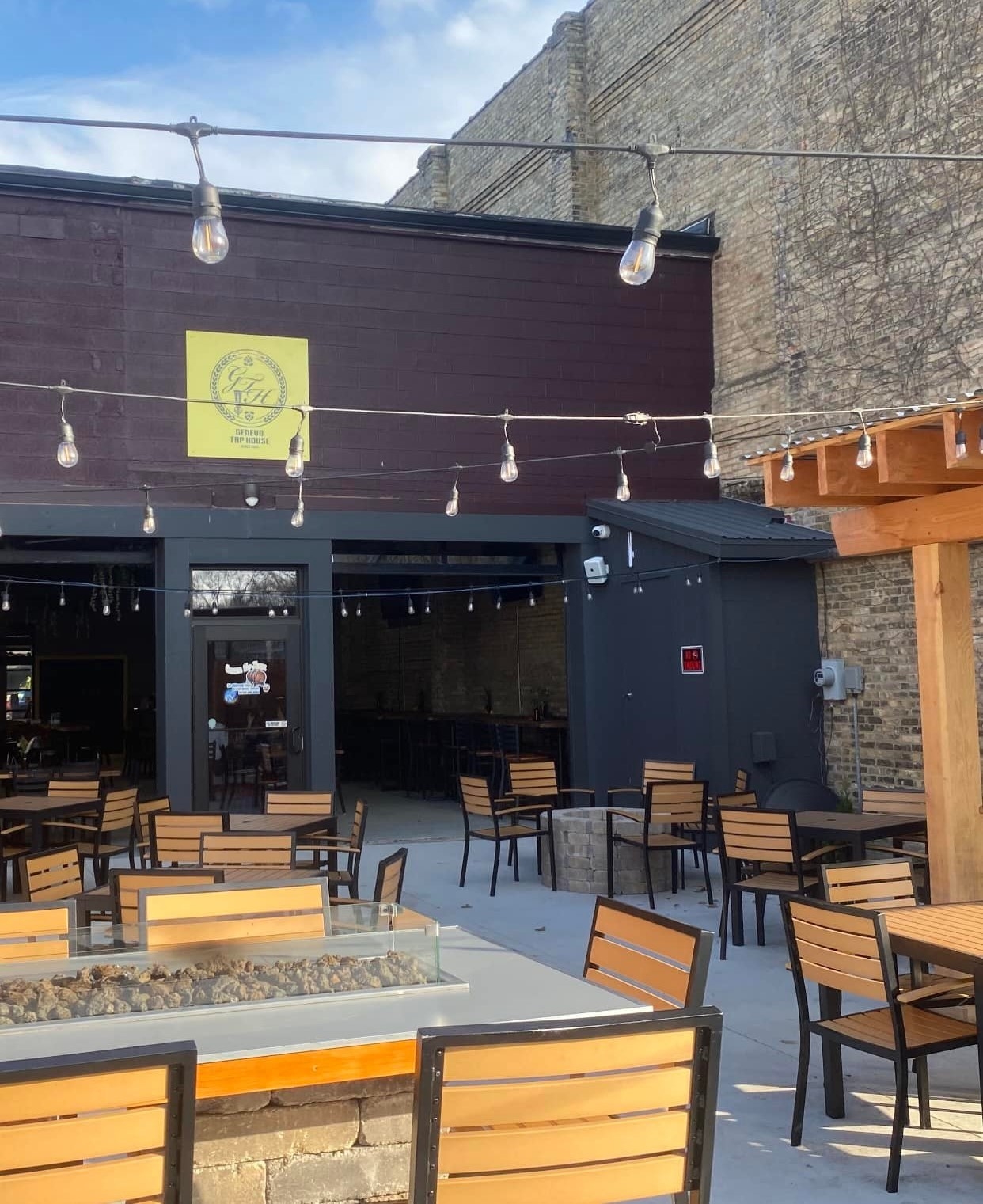 Outdoor patio space at the Geneva Tap House.