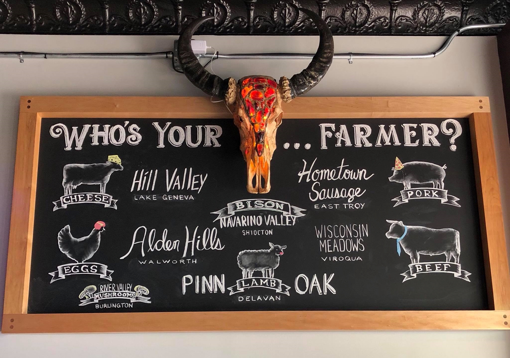 List of local farmers who contribute to the menu at Flat Iron Tap