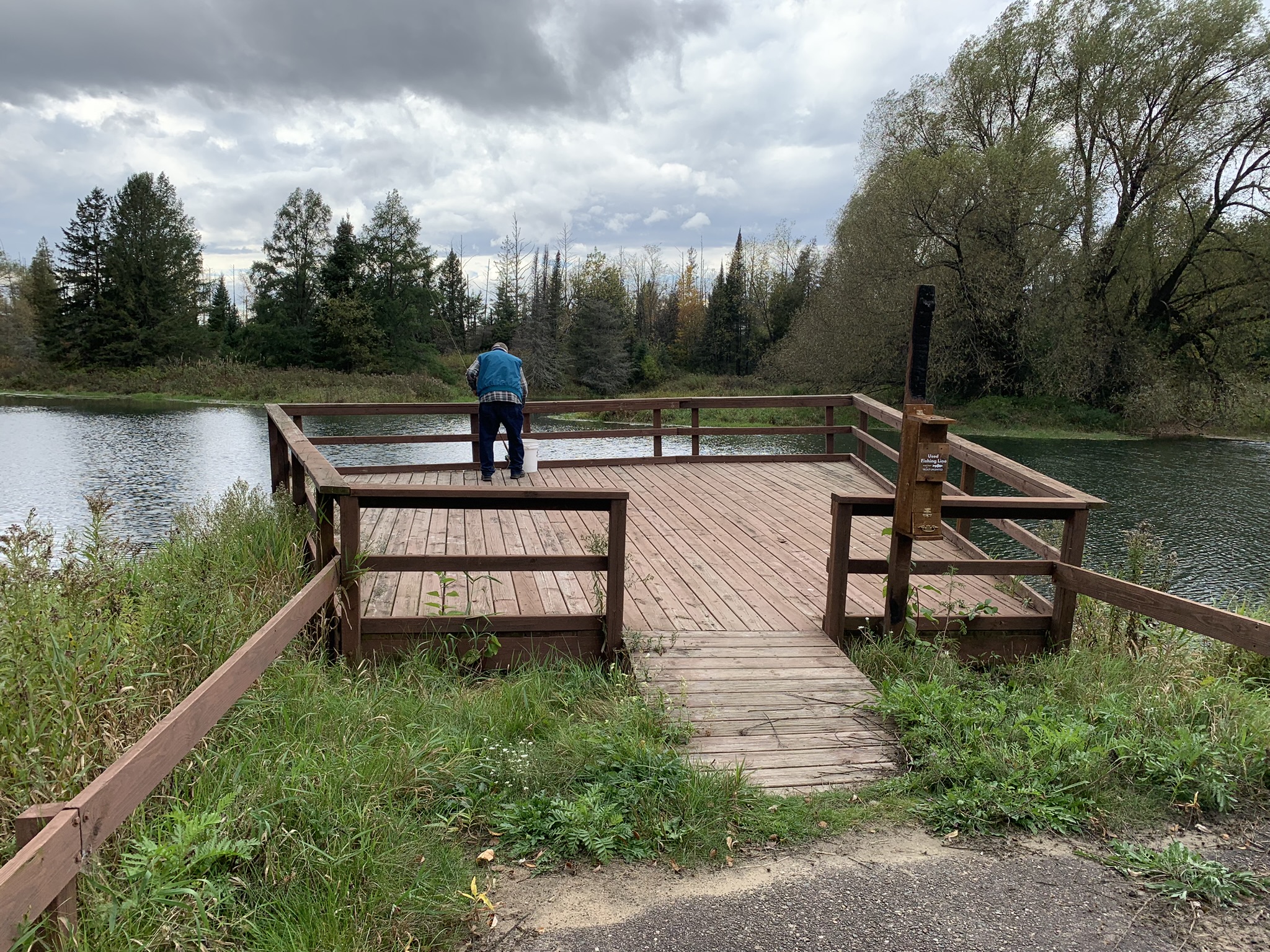Wheelchair-accessible fishing pier at Shadick Spring Pond.