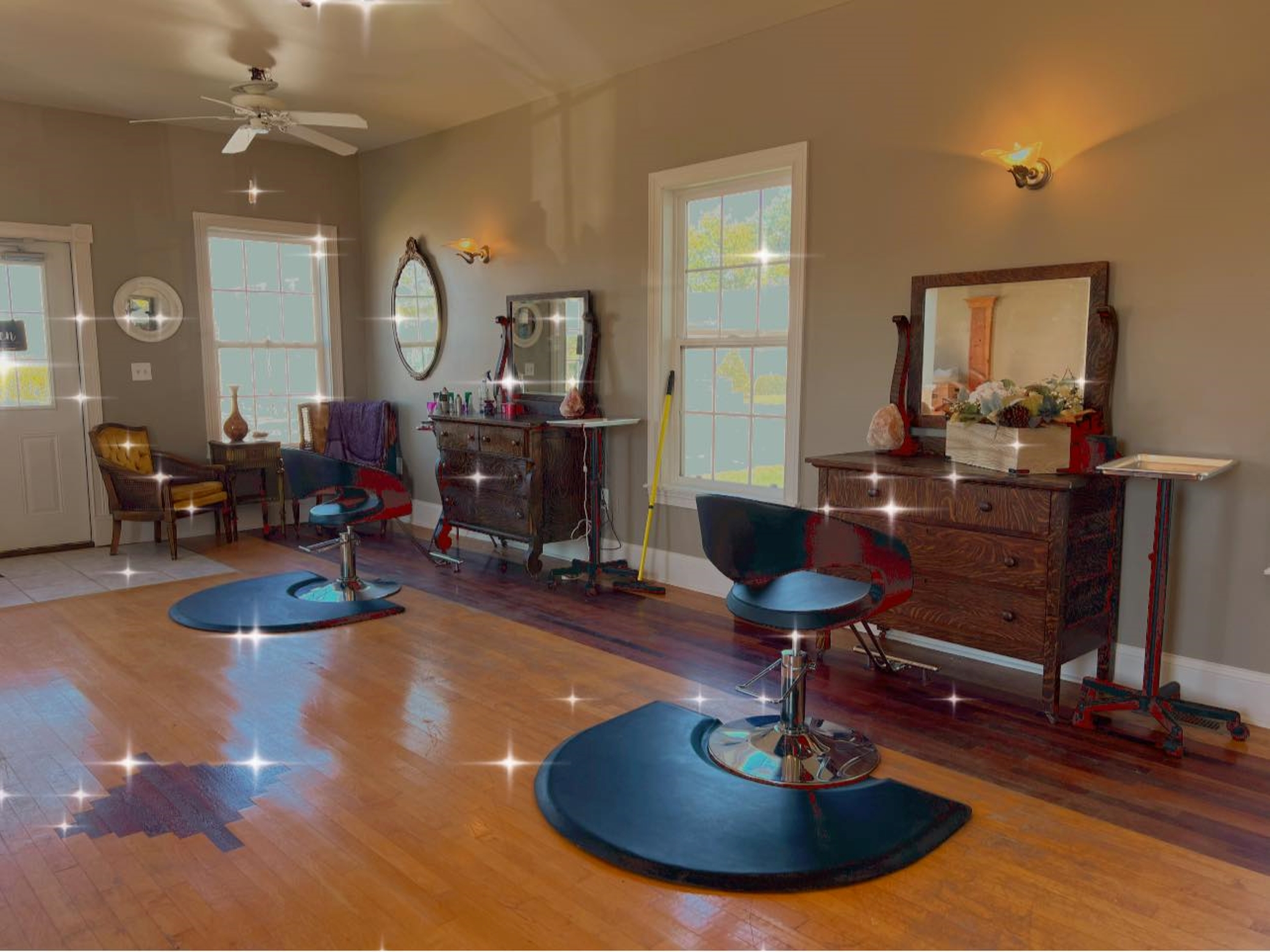 Hair styling chairs at Bohemia Salon