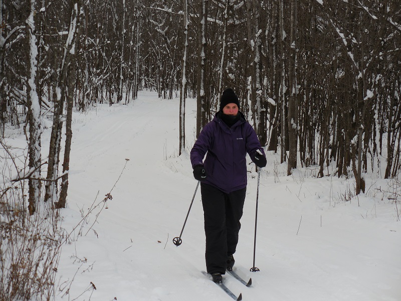 Cross Country Skiing through the woods on one of the Springbrook Trails in the City of Antigo