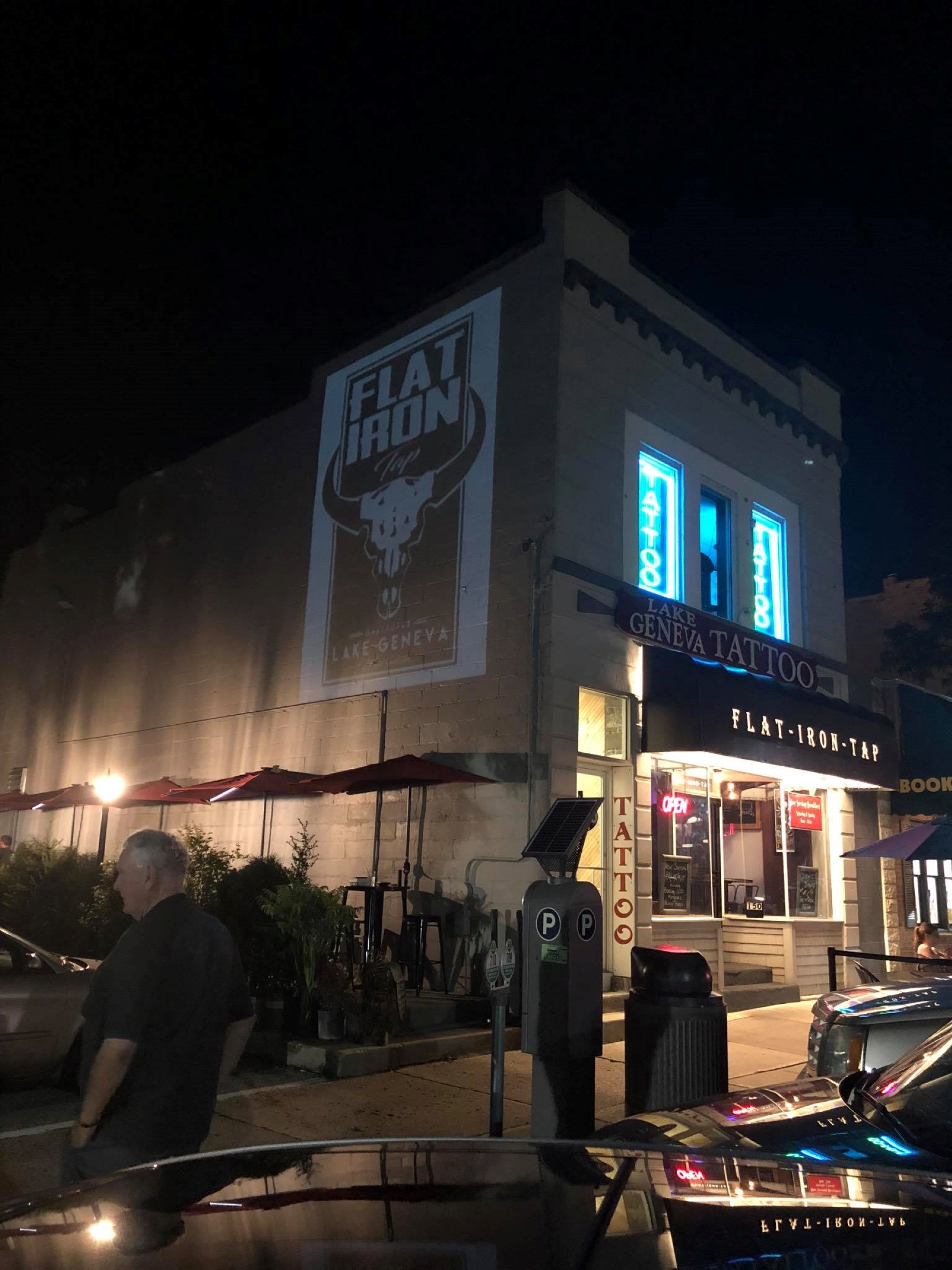 Flat Iron Tap at night