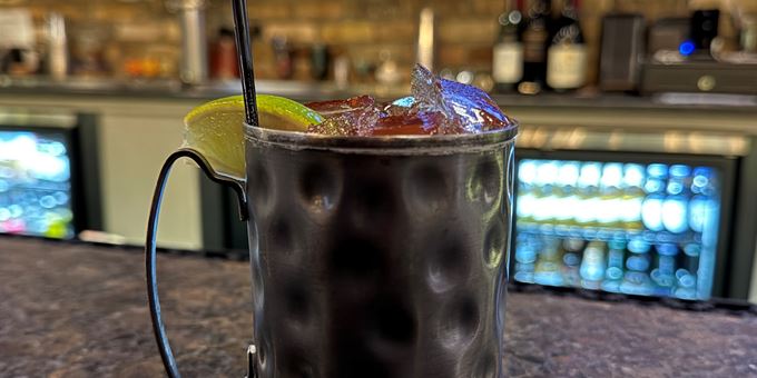 Mocktail mule on bar at Brick&#39;s Manitowoc