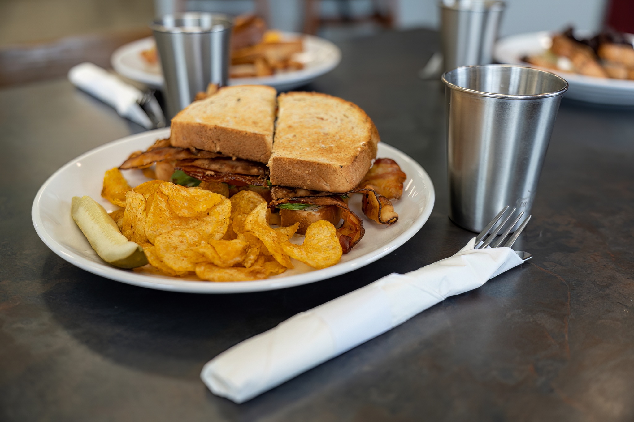 Sandwich and chips at Wisconsin Cafe