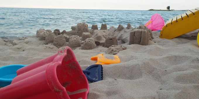 Build a sandcastle while playing on our beautiful sand beach that is over 160&#39; long.