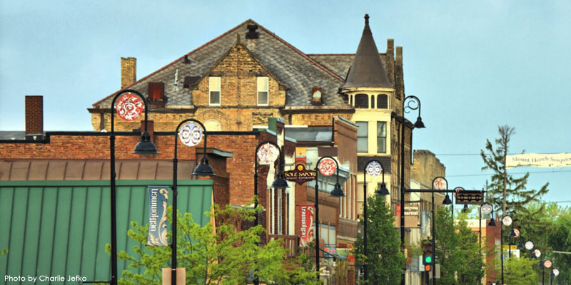 Distinctive shops and restaurants, located in authentic restored buildings and Victorian homes, line Mount Horeb's Main Street.