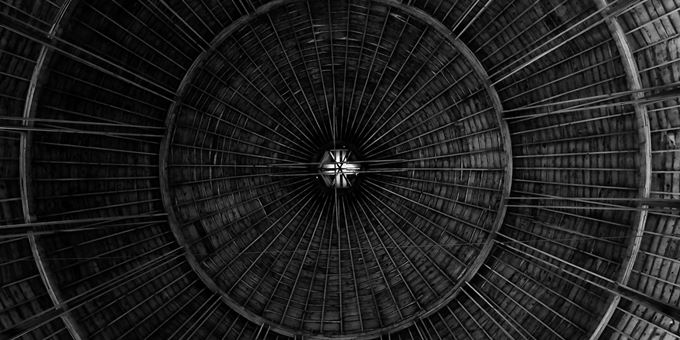 A view of the Round Barn&#39;s unique ceiling