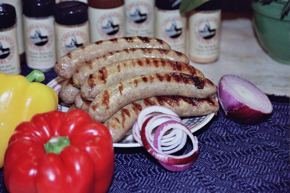 Cooked brats and beer.