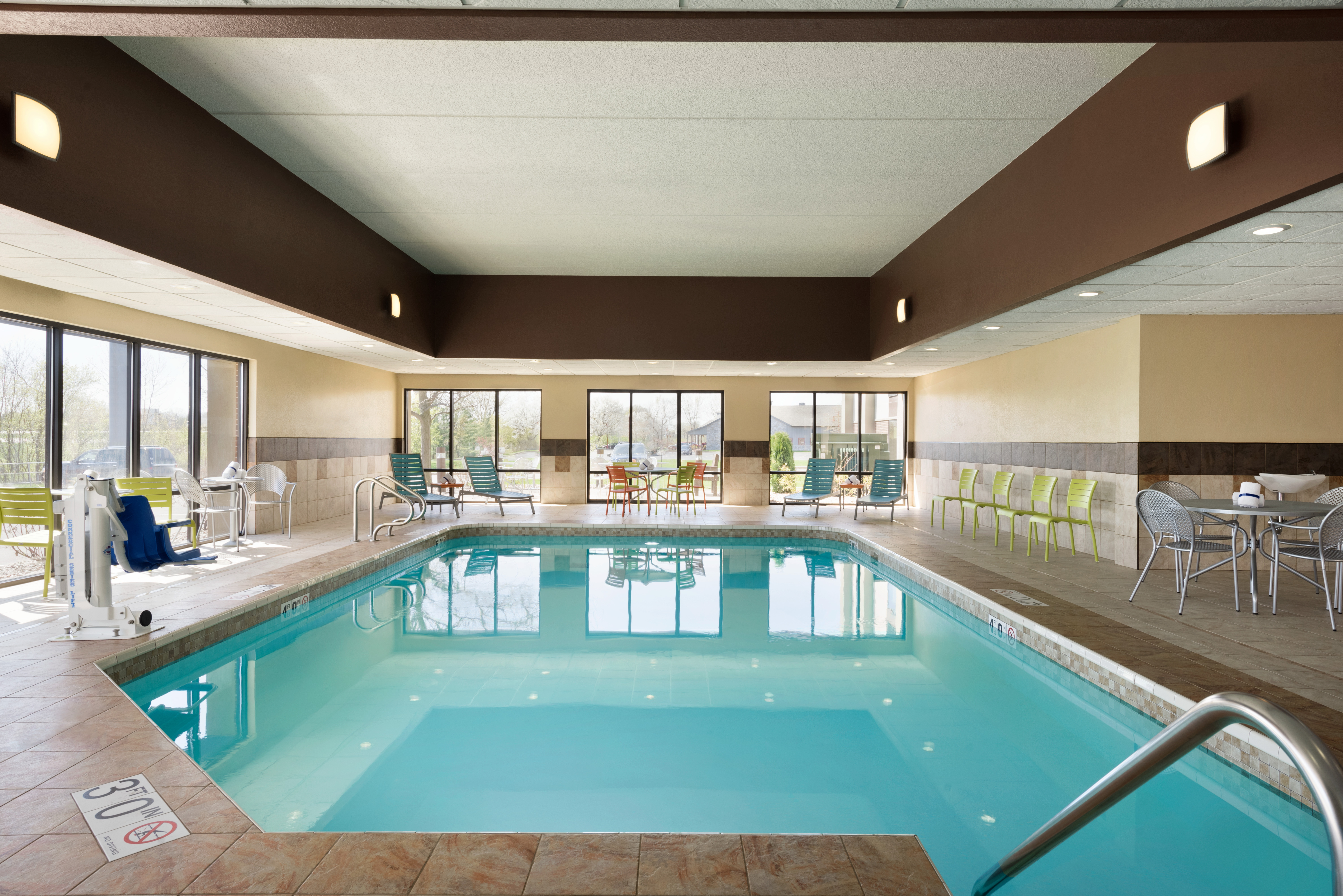 Enjoy a dip in our indoor swimming pool, open year-round.