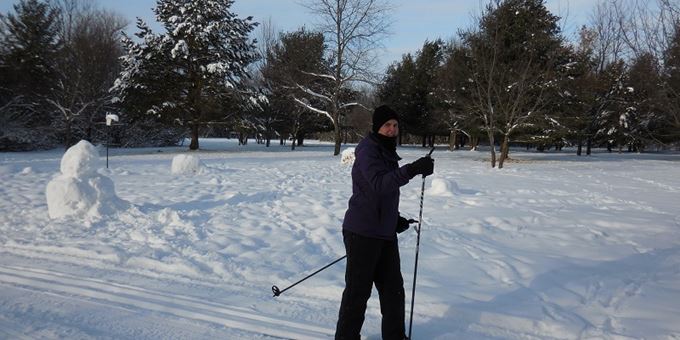 Cross Country Skiing across Buck Skinner Rendezvous Point on the Springbrook Trail in the City of Antigo