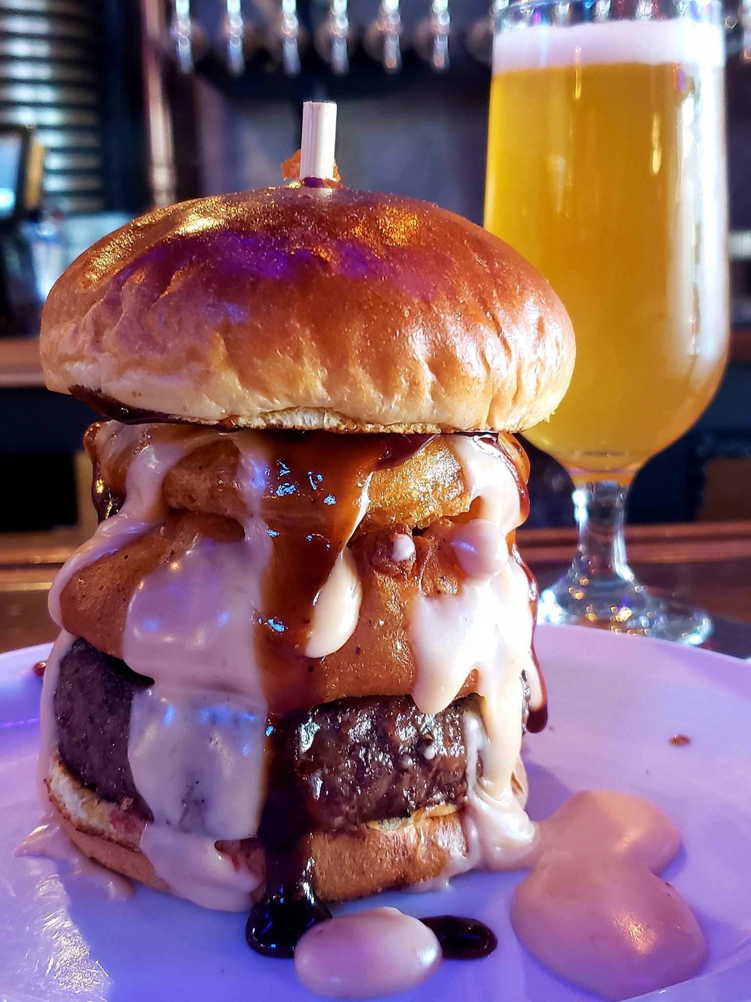 Burger at Flat Iron Tap