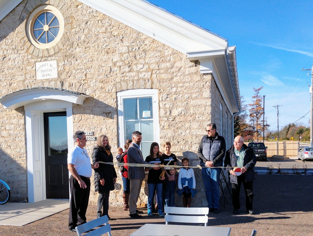 Ribbon Cutting at historic building which was originally a school district office, Germantown WI