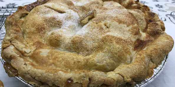 Voted the &quot;Best Homemade Pie&quot; once again for 2018! (The Daily News) Try one of Carol&#39;s delicious traditional apple pies with stone-ground wheat crust and apple filling made with a blend of fresh apples right from our orchard!