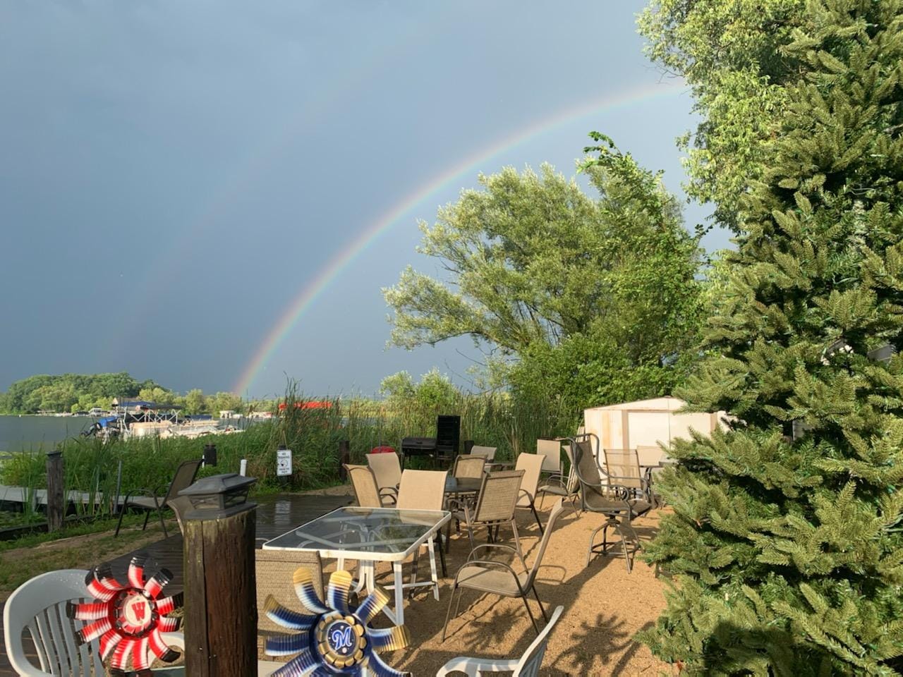 Double rainbow view from the patio