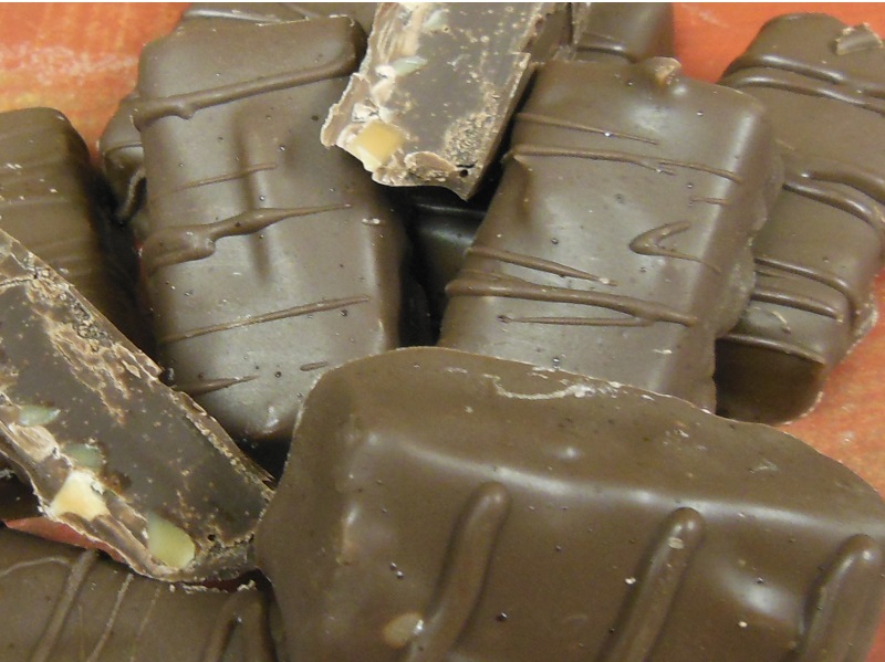 Handmade chocolates - Almond Rocha Truffle pictured.