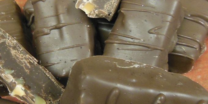 Handmade chocolates - Almond Rocha Truffle pictured.