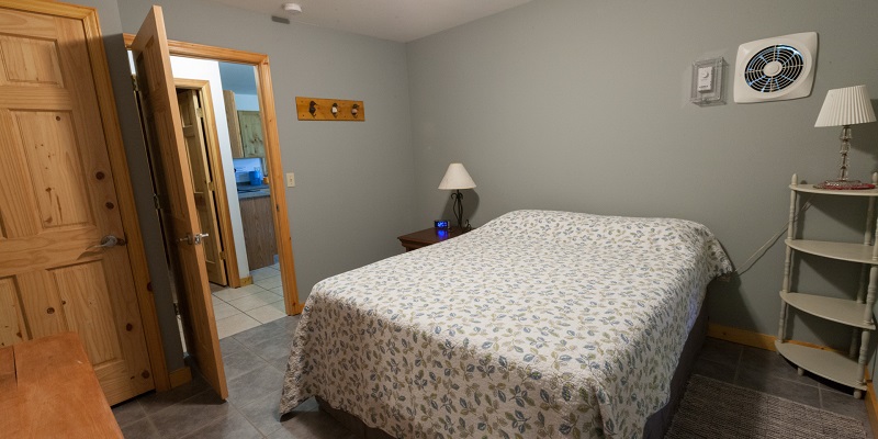 Downstairs bedroom has a queen Tempur-Pedic bed.