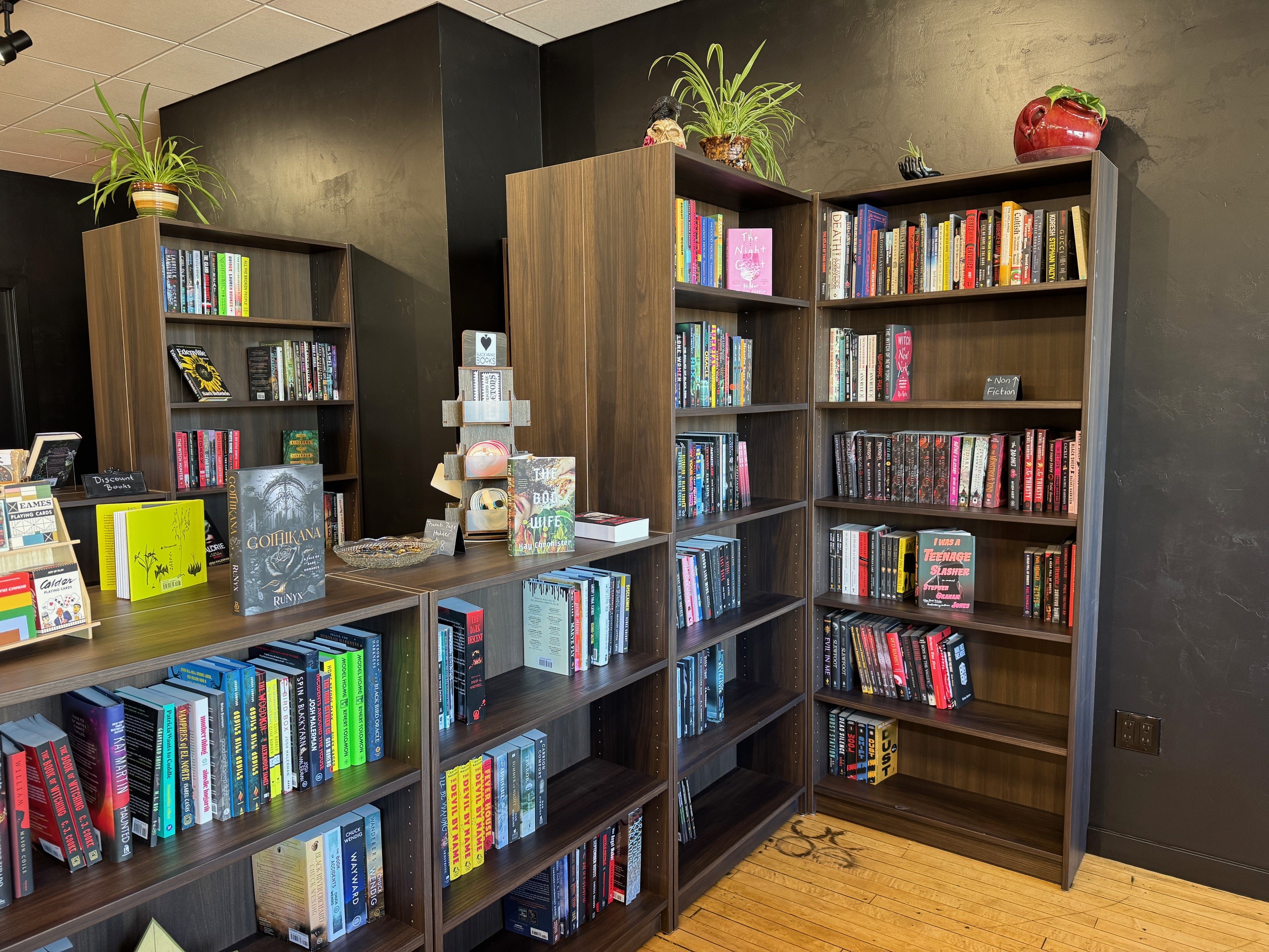 bookshelves at Black Heart Books