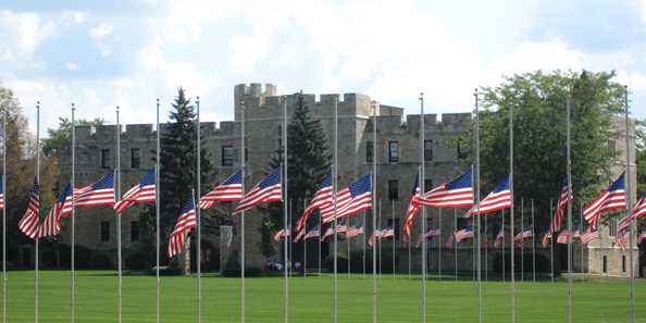 City of Delafield is home to St. John&#39;s Northwestern Military Academies. Shown is the amazing Field of Flags located on campus. Driving through the property is permitted and tours are offered when scheduled with visitors.